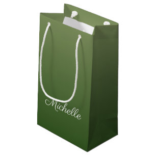 Personalized green ombre small gift bag