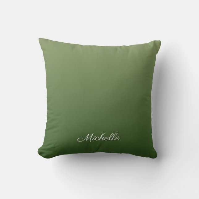 Personalized green ombre throw pillow (Front)
