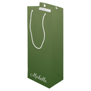 Personalized green ombre wine gift bag