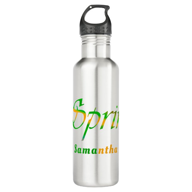 Personalized Green Orange Colourful Abstract Sprin 710 Ml Water Bottle (Front)