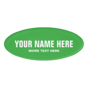 Personalized green oval magnetic name tag template