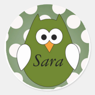 Personalized Green Owl Magnet Classic Round Sticker