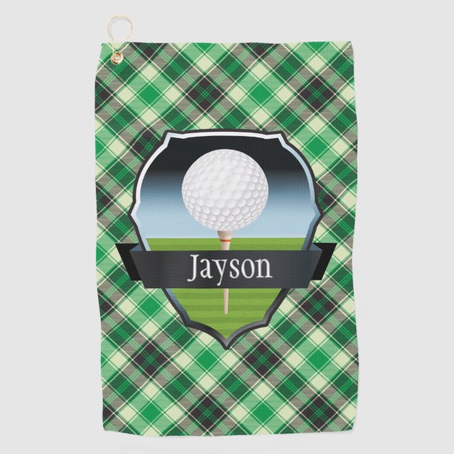 Personalized Green Paid   Golf Towel (Front)