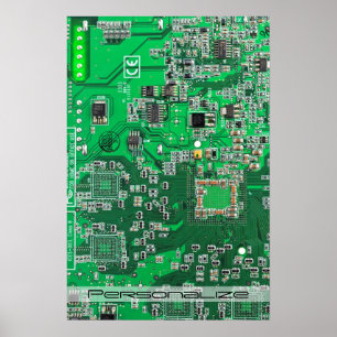 Personalized Green PCB Circuit Board for IT Pros Poster