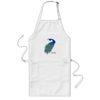 Personalized Green Peacock Design Long Apron