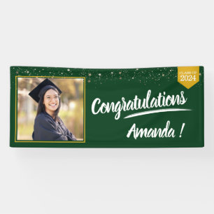 Personalized Green Photo Graduation Banner