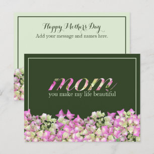 Personalized Green Pink Floral Happy Mother's Day Postcard
