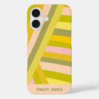 Personalized Green Pink Yellow Stripes Summer Name