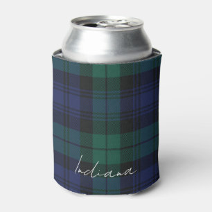 Personalized Green Plaid Checkered Rustic Tartan Can Cooler