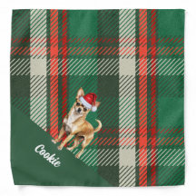 Personalized Green Plaid Chihuahua Dog Christmas