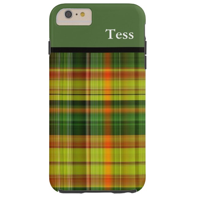 Personalized Green Plaid iPhone Case (Back)