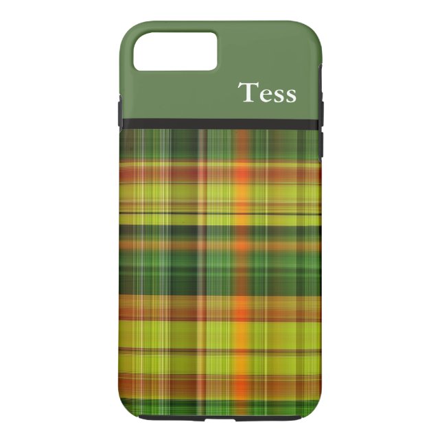 Personalized Green Plaid iPhone Case (Back)