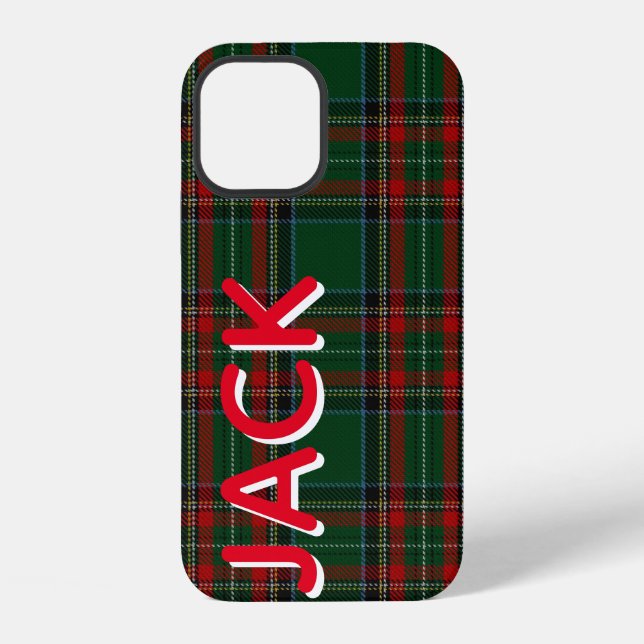 Personalized Green Plaid iPhone Case (Back)