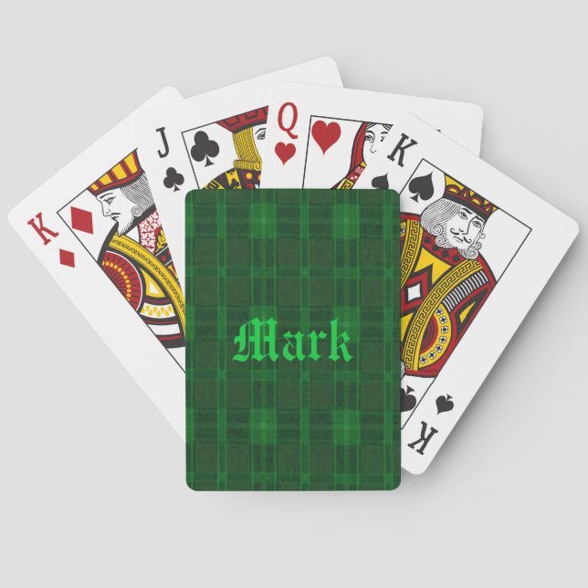 Personalized Green Plaid Playing Cards (Back)