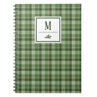 Personalized Green Plaid Spiral Notebook