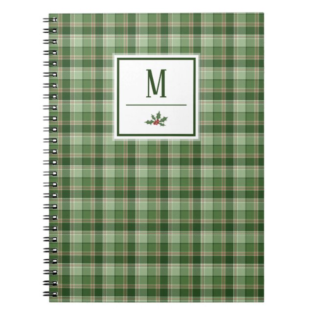 Personalized Green Plaid Spiral Notebook (Front)