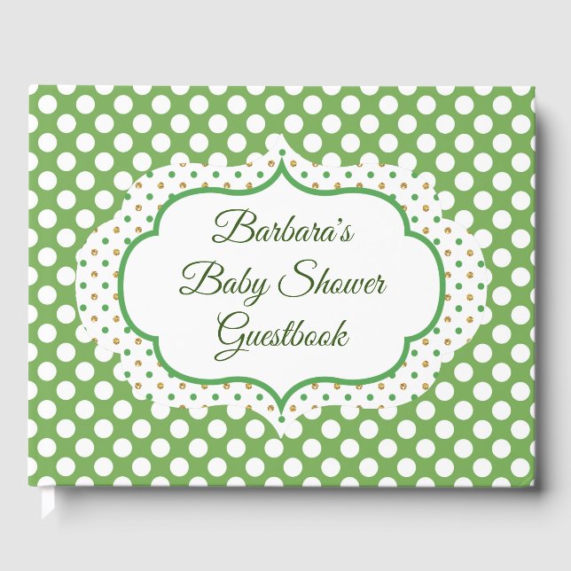 Personalized Green Polka Dot Guest Book (Front)
