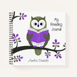 Personalized Green & Purple Owl Reading Journal