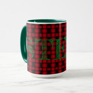 Personalized Green, Red & Black Woven Combo Mug