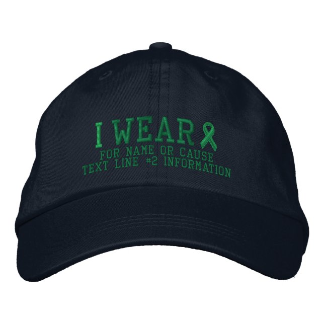 Personalized Green Ribbon Awareness Embroidery Embroidered Hat (Front)
