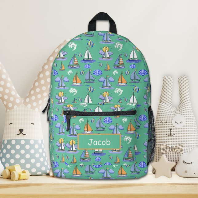 Personalized Green Sailing Boat Backpack (Creator Uploaded)