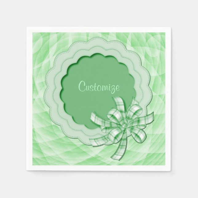Personalized Green Scalloped Frame Napkins (Front)