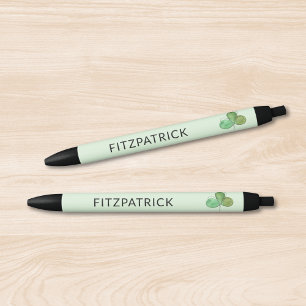 Personalized Green Shamrock Irish Heritage Black Ink Pen