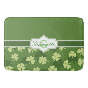 Personalized Green Shamrock St Patricks Day Bath Mat