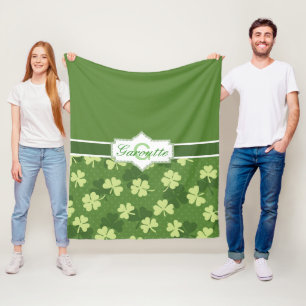 Personalized Green Shamrock St Patricks Day Fleece Blanket