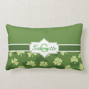 Personalized Green Shamrock St Patricks Day Lumbar Pillow