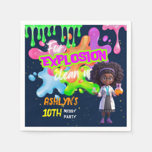 Personalized Green Slime Curly Hair Girl Scientist Napkin