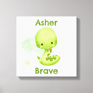 Personalized Green Snake Kids Affirmation Room Art Canvas Print