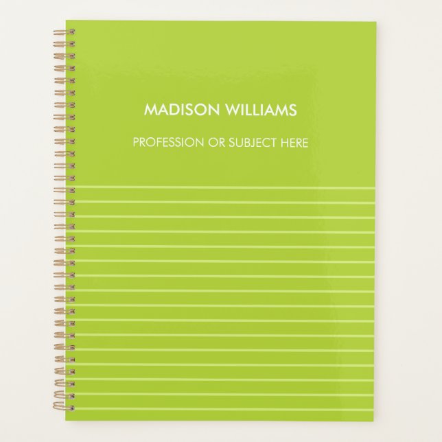 Personalized Green Spiral Notebook –Custome Planner (Front)