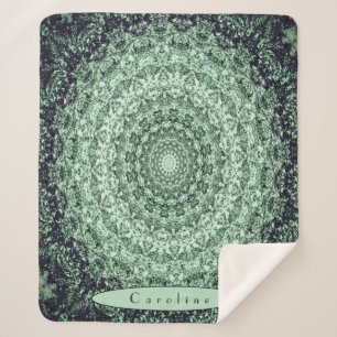 Personalized Green Stone Mandala  Sherpa Blanket