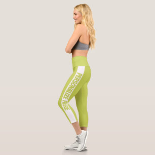 Personalized Green Striped Capri Leggings