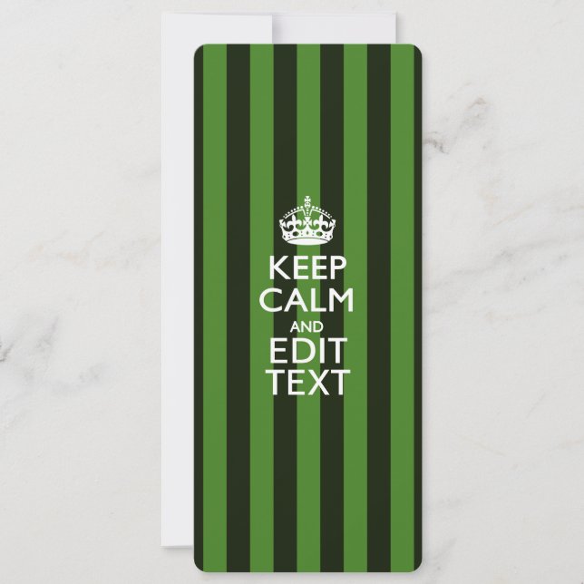 Personalized Green Stripes Keep Calm Your Text (Front)