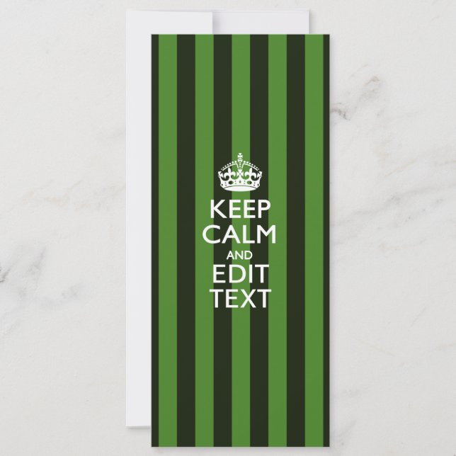 Personalized Green Stripes Keep Calm Your Text (Front)