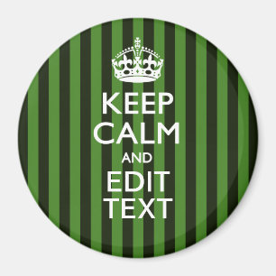 Personalized Green Stripes Keep Calm Your Text Magnet