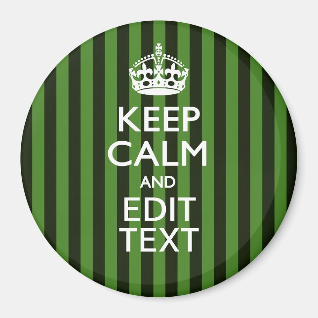 Personalized Green Stripes Keep Calm Your Text Magnet (Front)