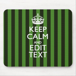 Personalized Green Stripes Keep Calm Your Text Mouse Pad