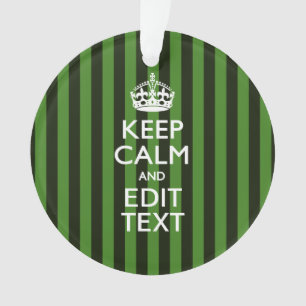 Personalized Green Stripes Keep Calm Your Text Ornament
