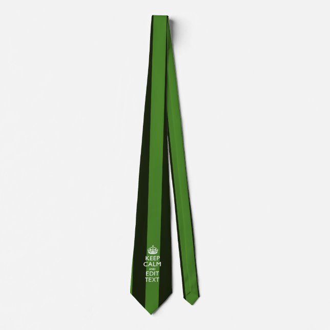 Personalized Green Stripes Keep Calm Your Text Tie (Front)