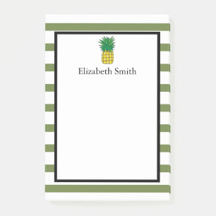 Personalized Green Stripes Pineapple Post-it Notes