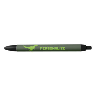 Personalized green  t-rex tyrannosaur rex dinosaur blue ink pen