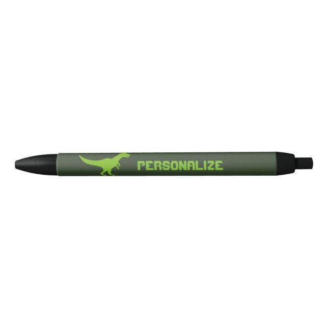 Personalized green  t-rex tyrannosaur rex dinosaur blue ink pen (Front)