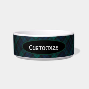 Personalized Green Tartan Pet Bowl