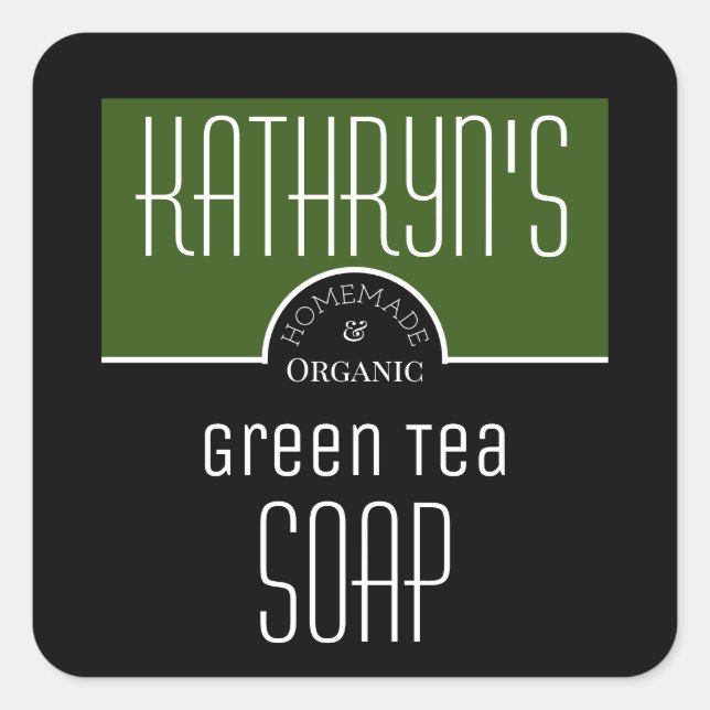 Personalized Green Tea Soap Label (Front)