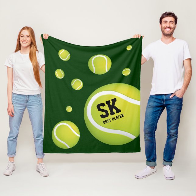 Personalized Green Tennis Balls Fleece Blanket (In Situ)
