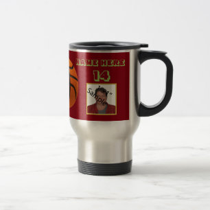 Personalized Green Text basketball Photo Tumbler Travel Mug