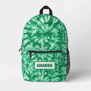 Personalized Green Tie Dye Batik Printed Backpack